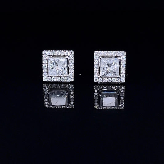 1.1CT Princess Cut Diamond Studs (ARJS2301)