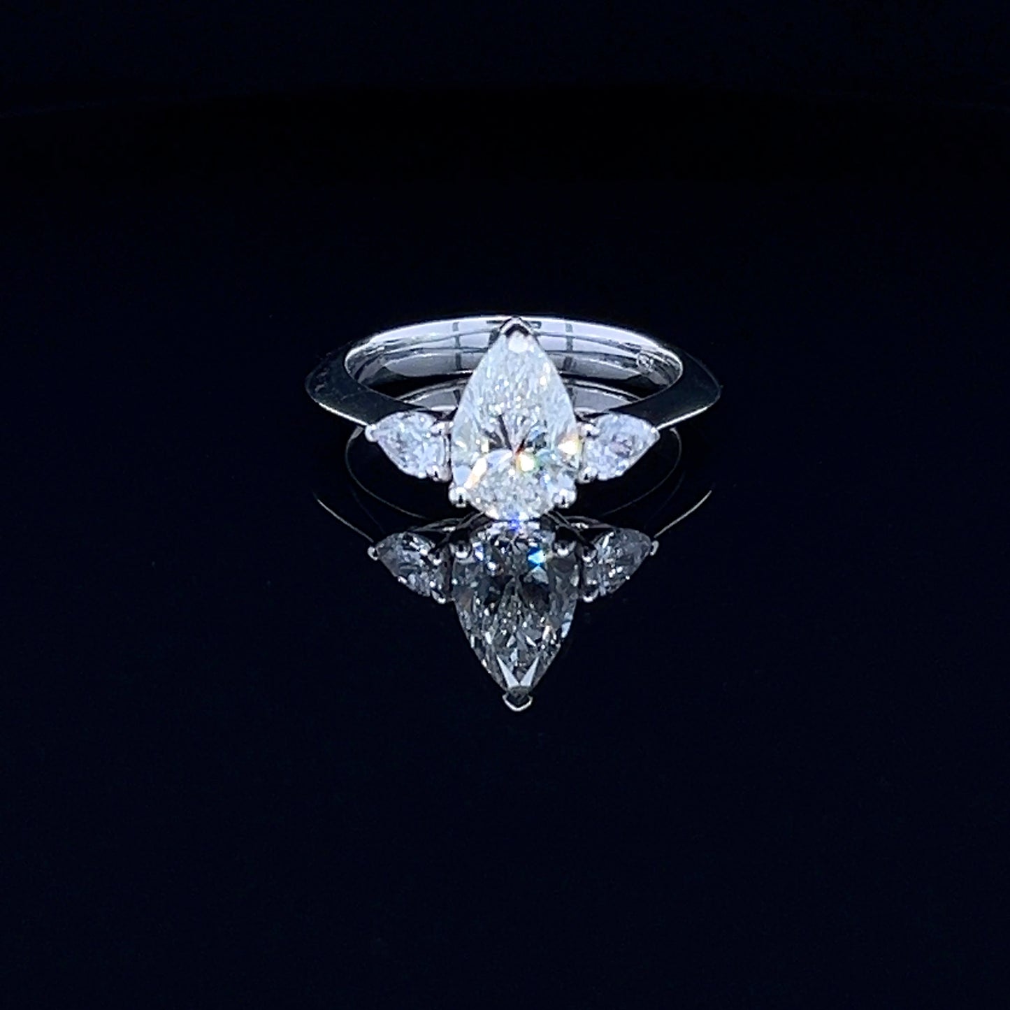 1.50 Classic Pear-Shaped Tripology Three-Stone Ring