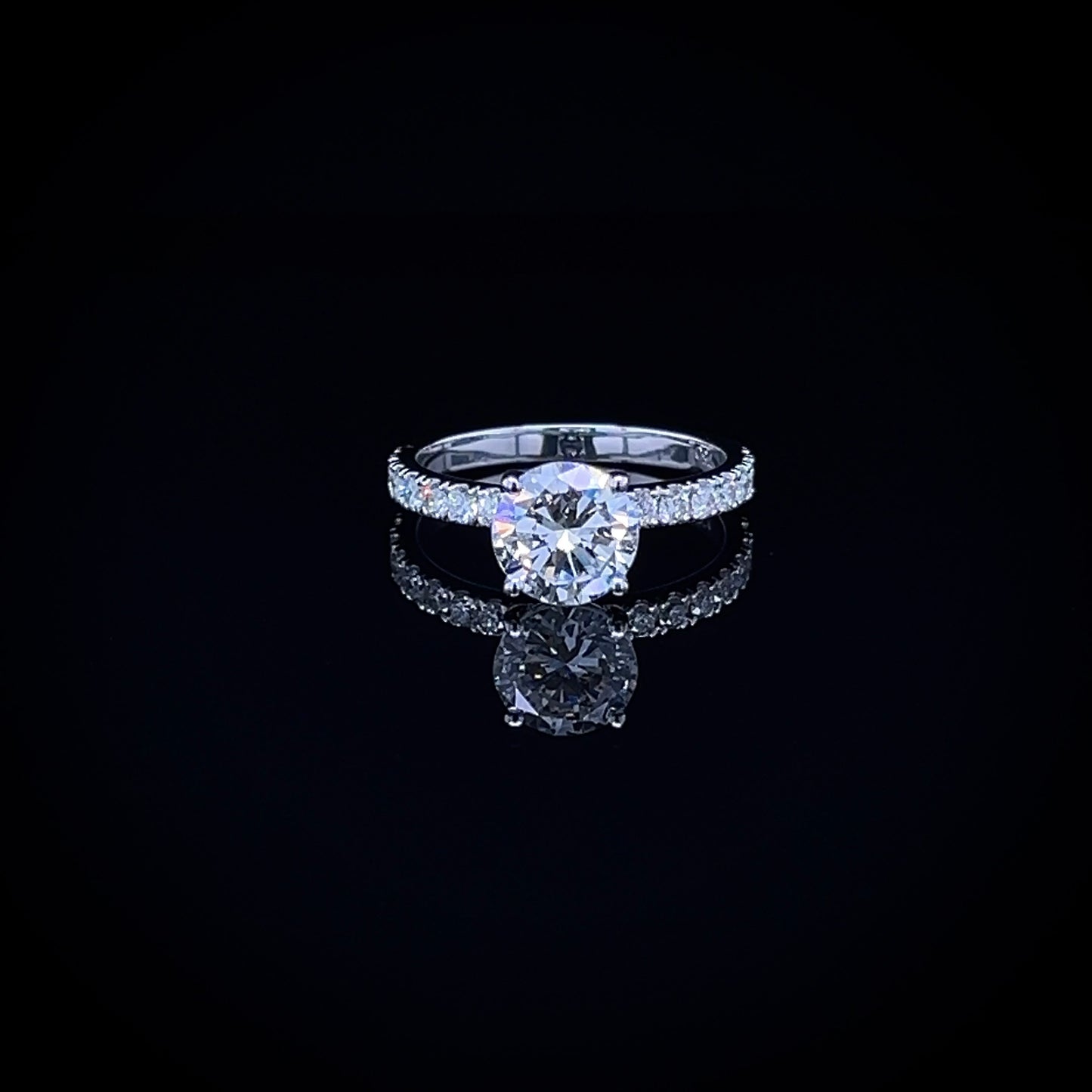 1.50 Carat Classic Round Ring with Side Pave Band - Special Occasion Edition