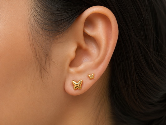 18K Gold Butterfly Stud Earrings for Women | Luxury Butterfly Earrings (GJEW246)