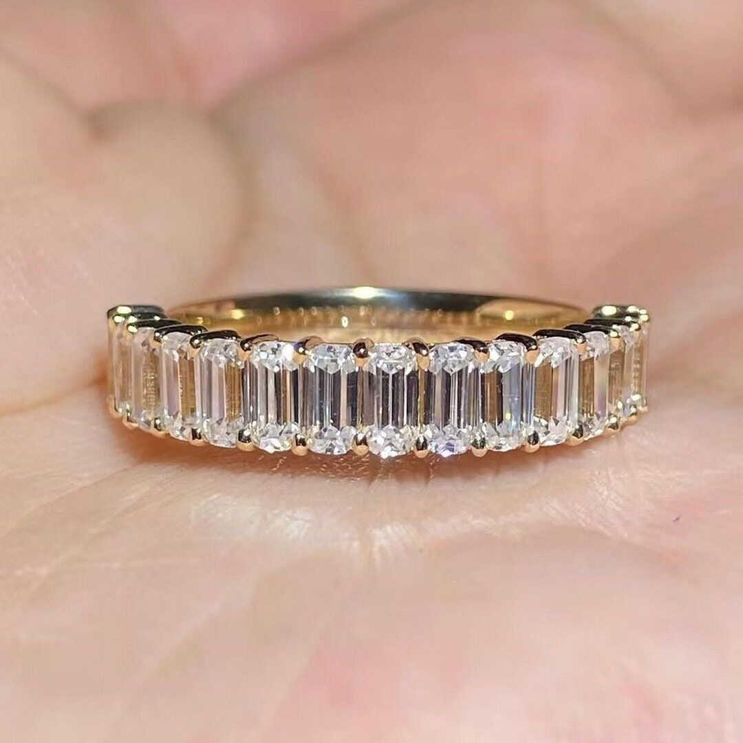 Emerald Half Eternity Band in Yellow Gold (ARJS3969)