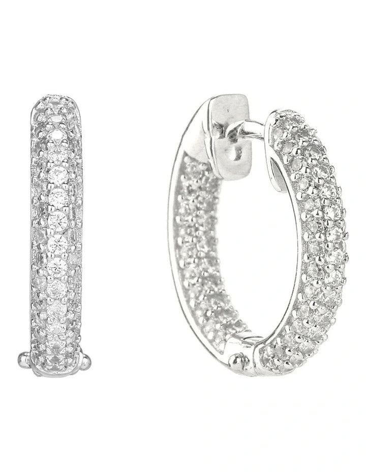 ROUND DIAMOND PAVE HOOPS EARRING