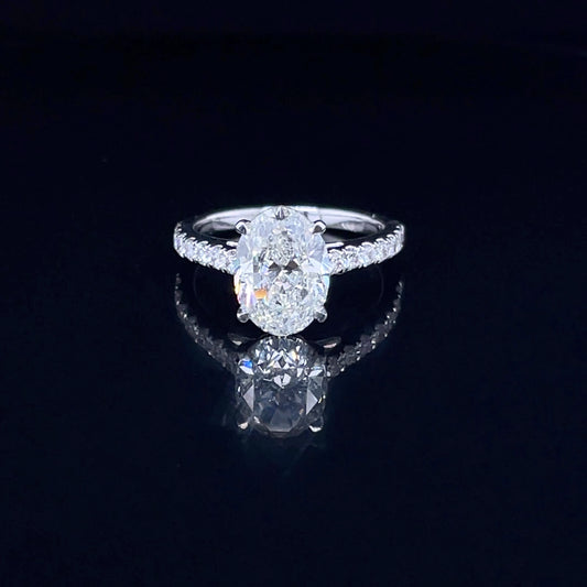 3CT Oval with Side Diamond Ring (ARJS3511)