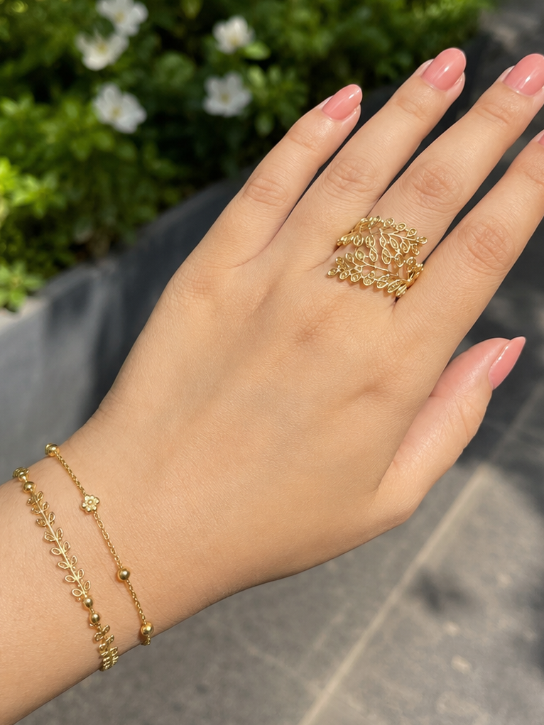 18K Golden Vine Ring (GJEW258)