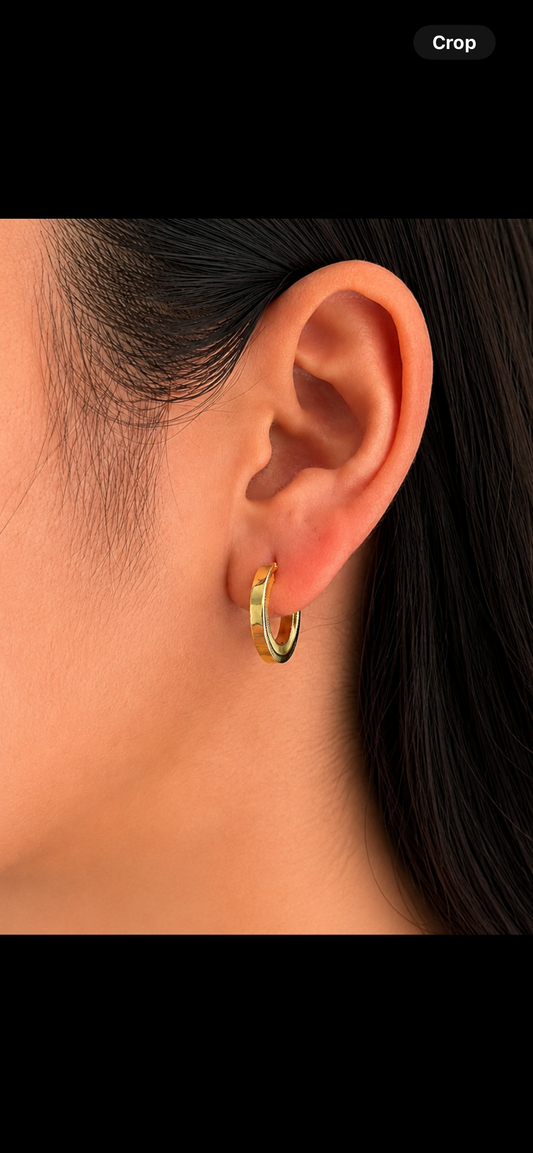 18K Gold Textured Hoop Earrings for Women (GJEW274)