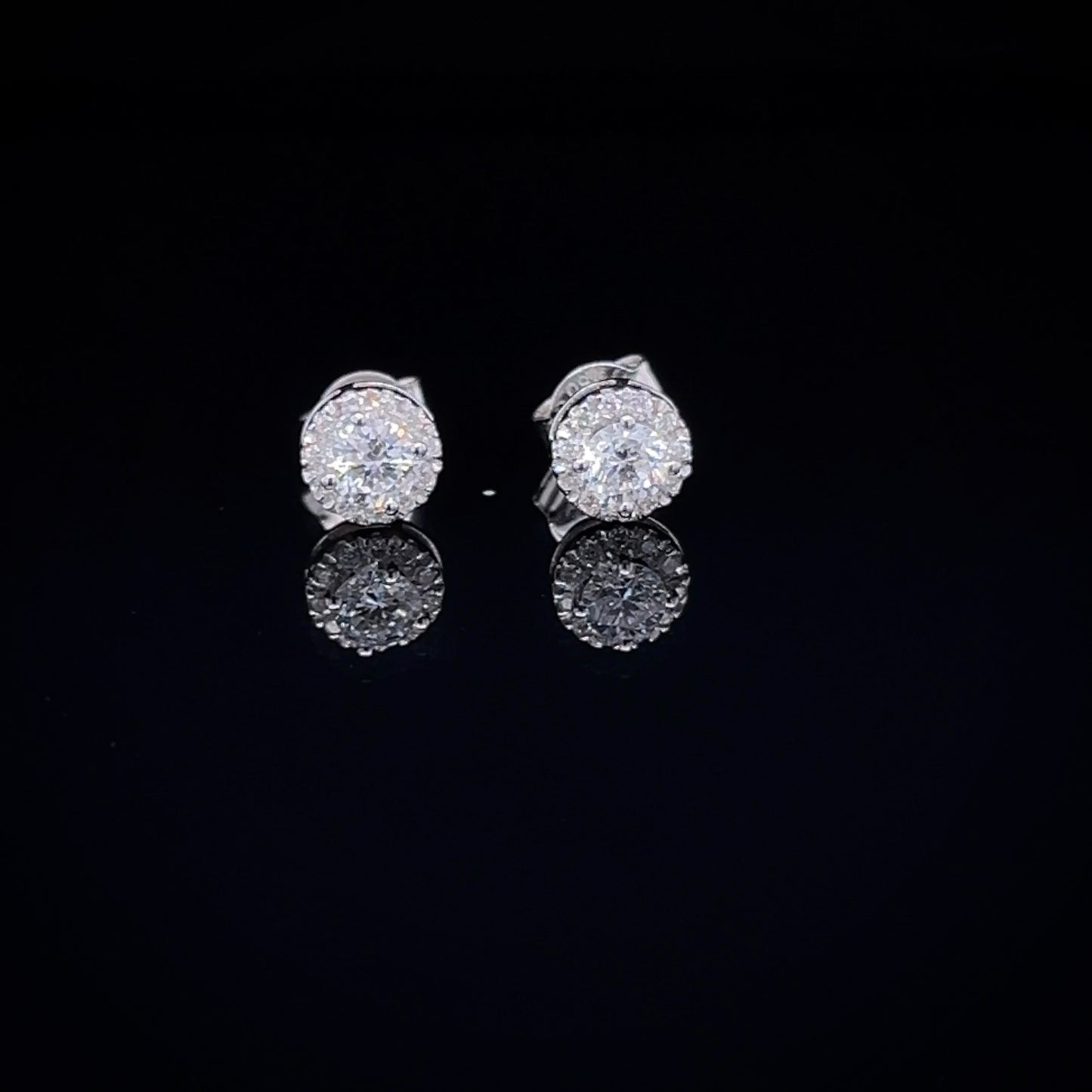 Halo Round Diamond Stud Earrings (ARJS-2512)