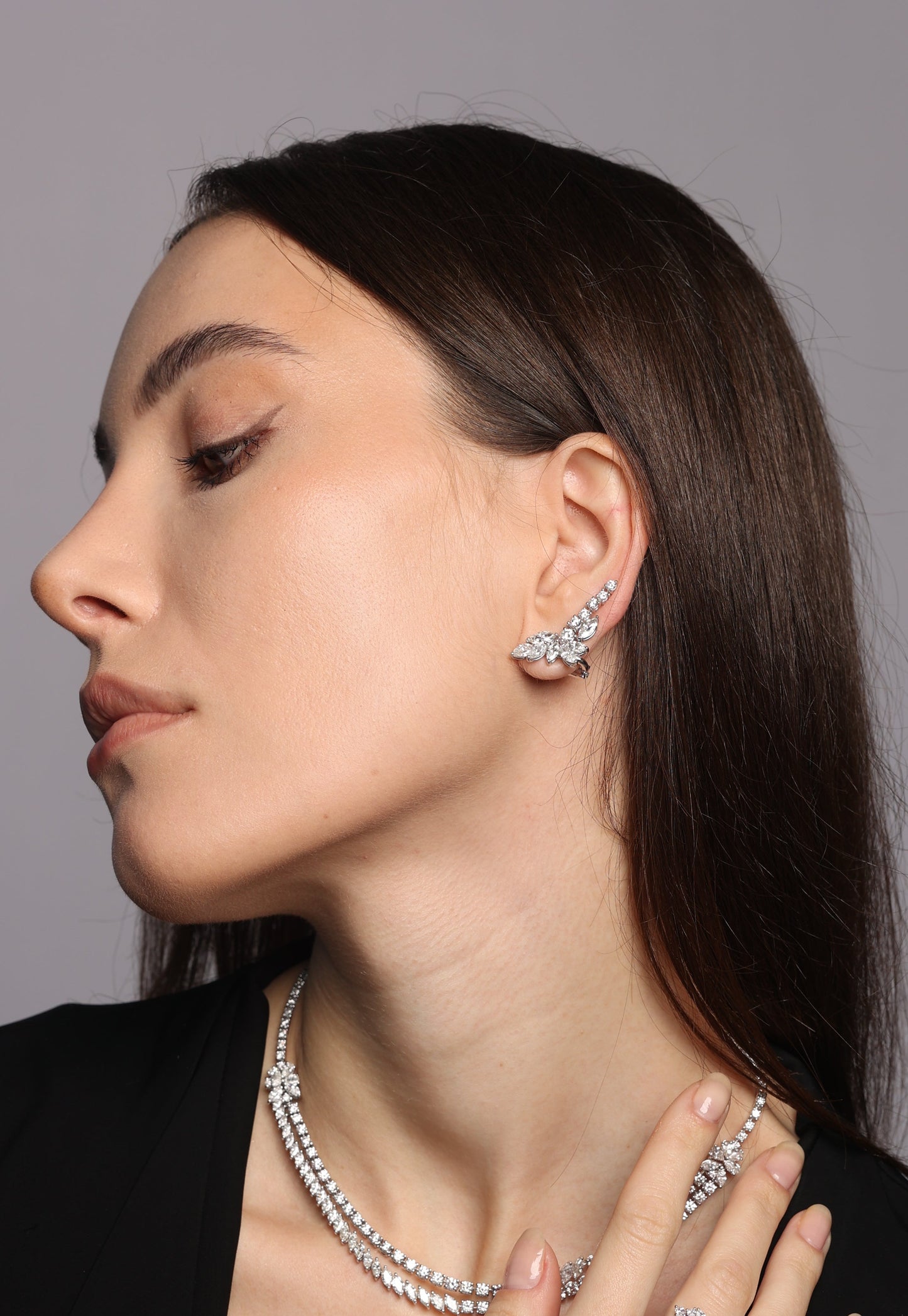Mix Shape Climber Diamond Earrings (ARJS3152)