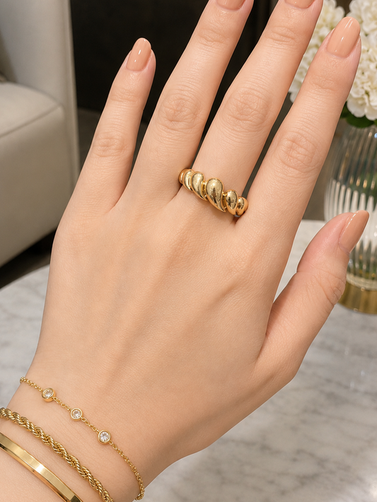 18k Gold Bubble Ring for Women | Modern Statement Jewelry (GJEW113)