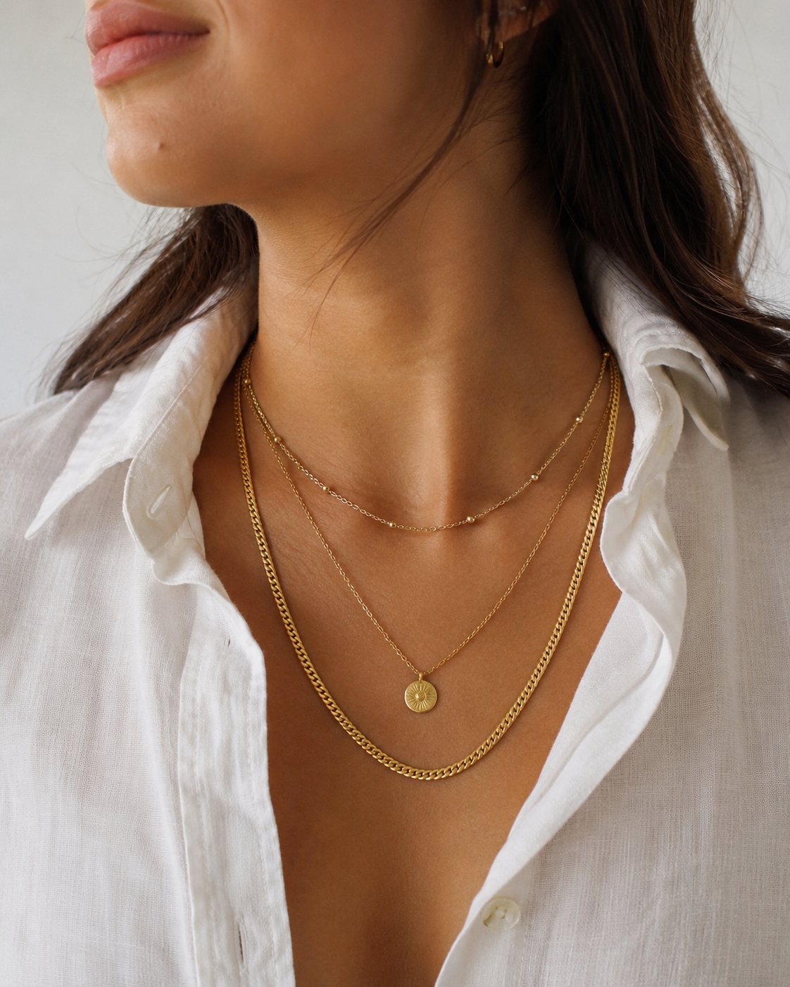 18k Gold Mini Cuban Chain Necklace for Daily Wear | Minimal Layering Chain (GJEW194)