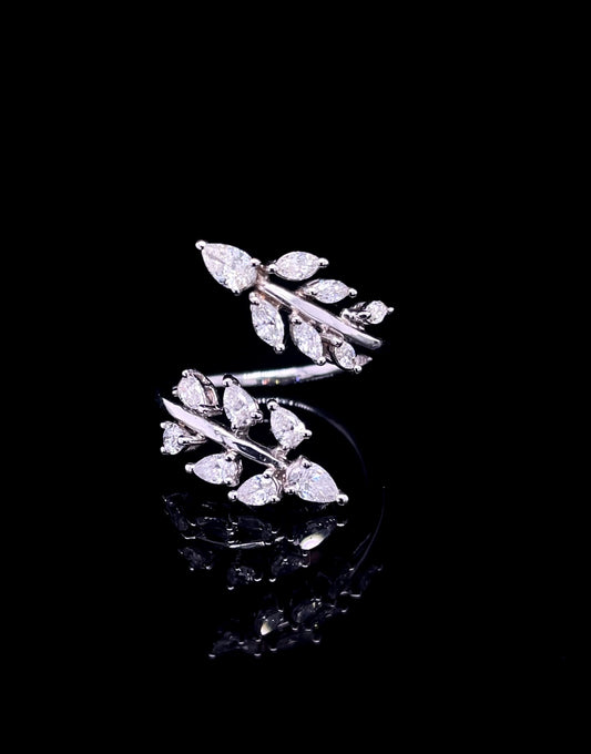 Pear & Marquise Leaf Wrap Diamond Ring (ARJS2594)