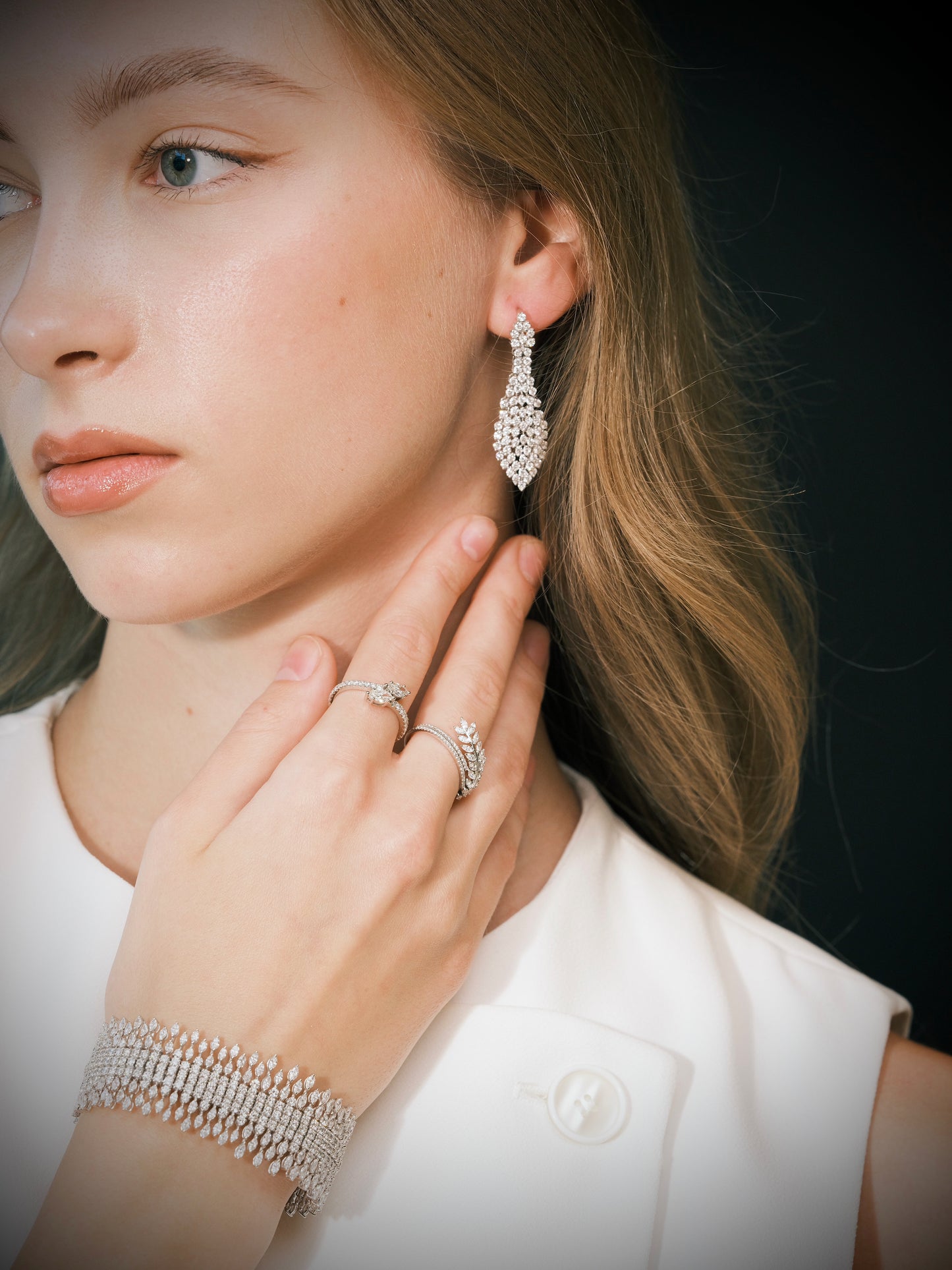 ROUND DIAMOND DANGLING EARRING