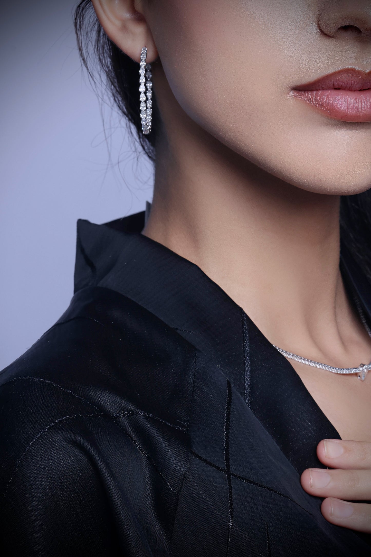 0.10 EACH PEAR DIAMOND HOOPS EARRING