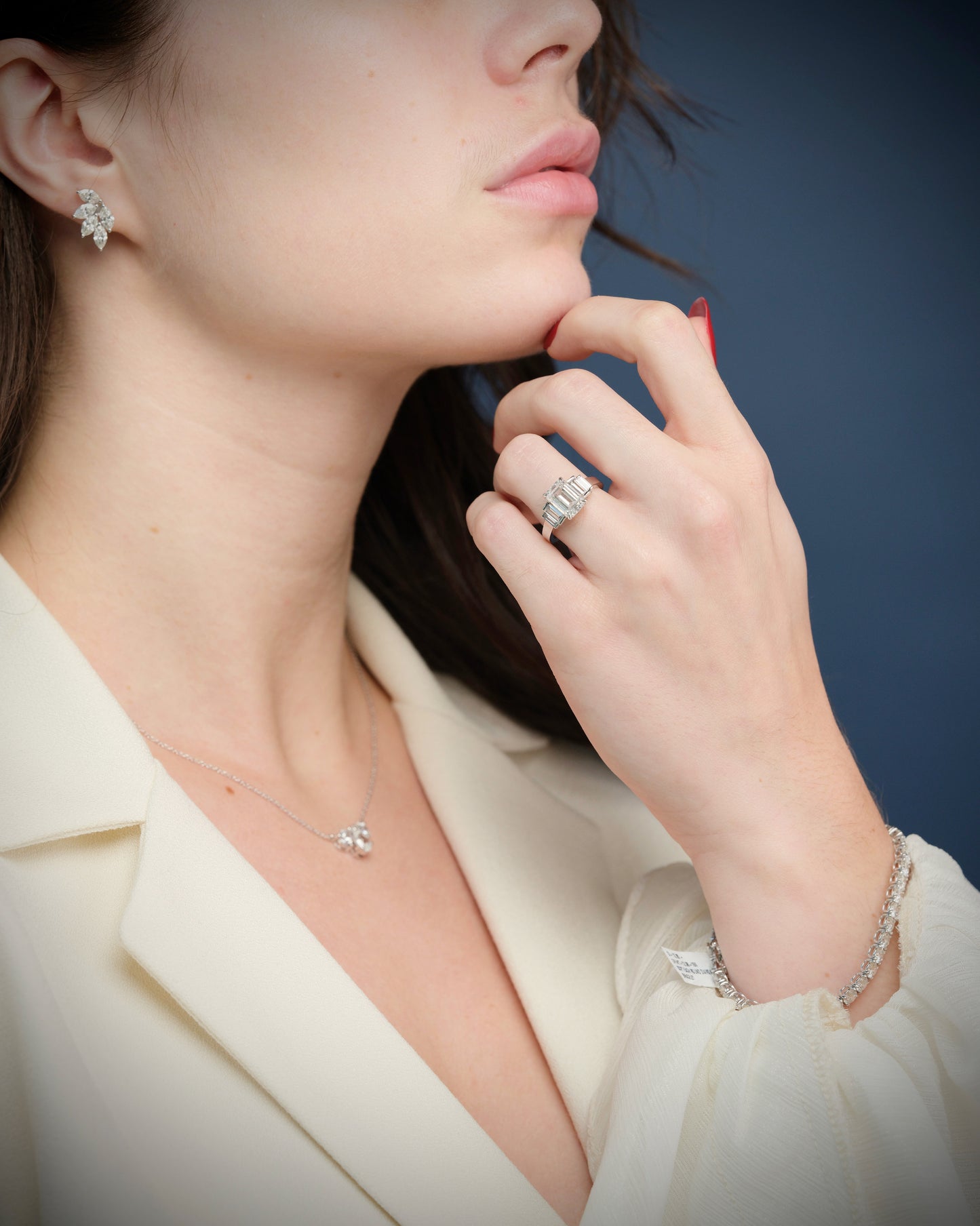 MARQUISE CUT DIAMOND EARRING