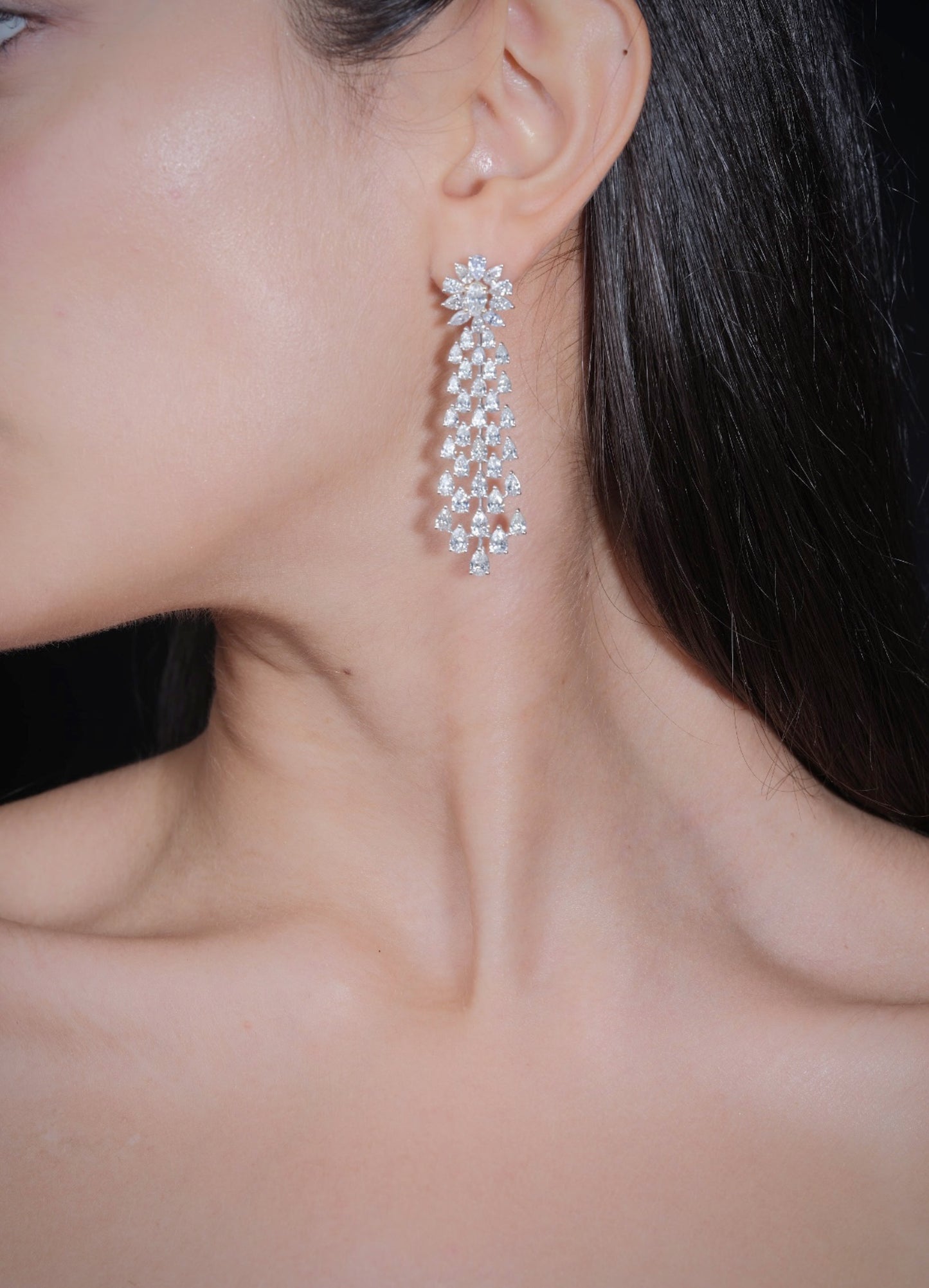 Pear & Oval Diamond Earrings (ARJS3443)