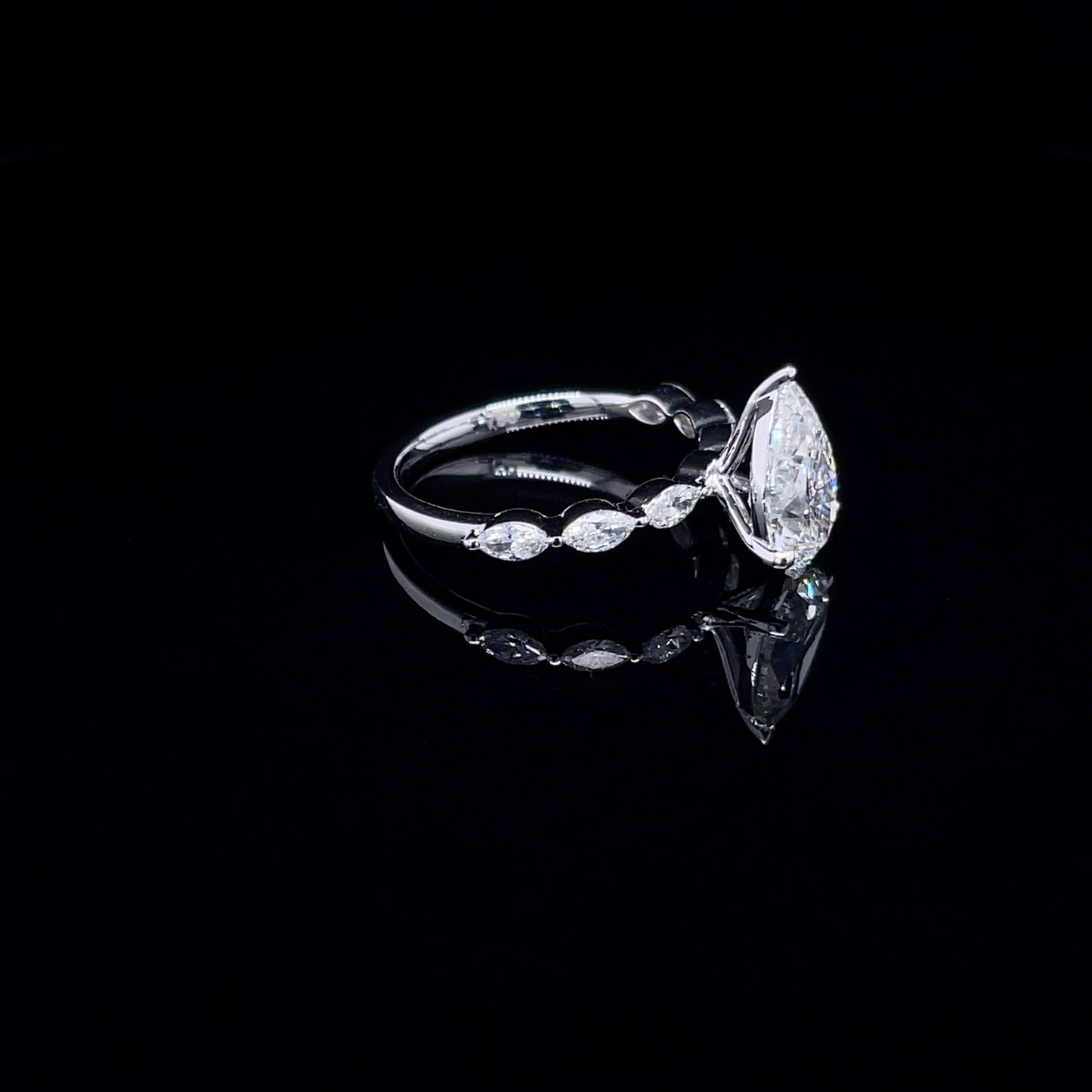2CT Pear with Marquise Side Diamond Ring (ARJS3955)