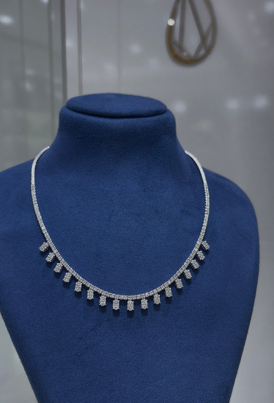 Round with Oval Cluster Diamond Necklace