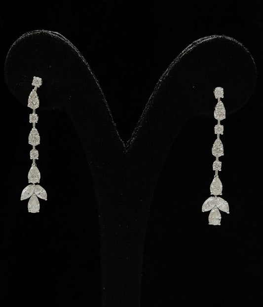 Mix Shape 1 Line Dangling Diamond Earrings (ARJS3702)