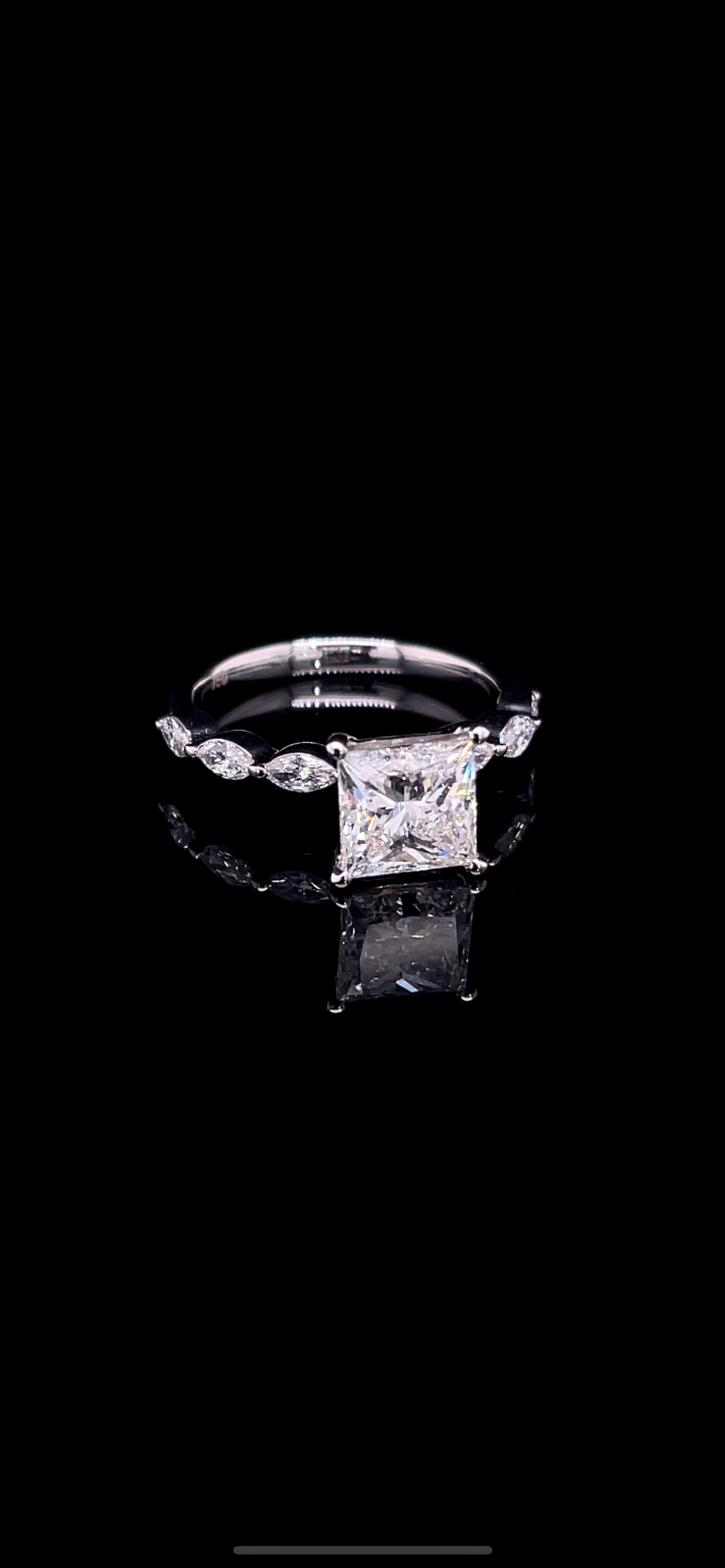 2CT Princess Cut with Marquise Side Diamond Ring (ARJS4023)