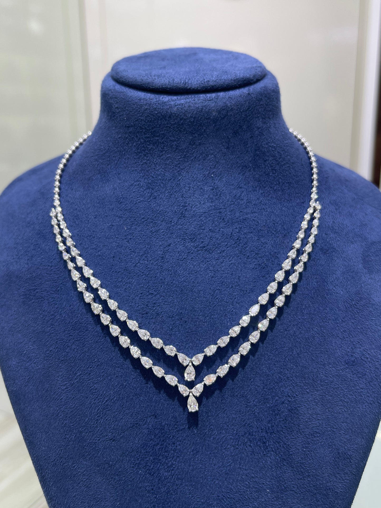 Pear Layered Diamond Necklace (ARJS4041)
