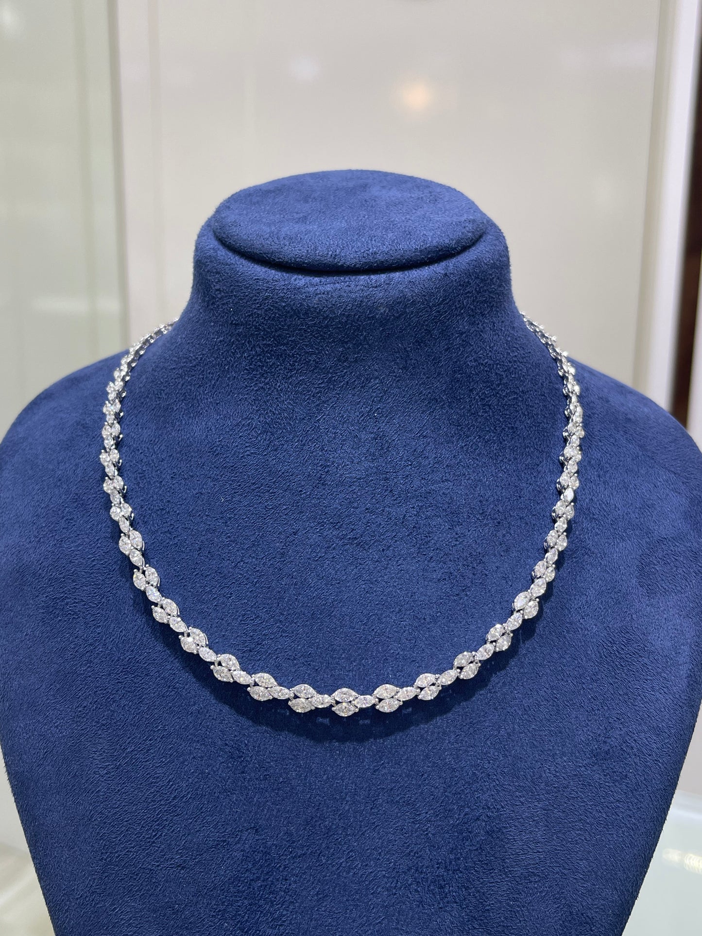 2 Line Marquise Diamond Necklace (ARJS4032)
