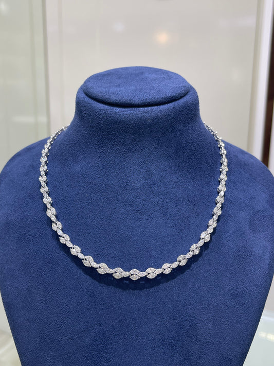 2 Line Marquise Diamond Necklace (ARJS4032)
