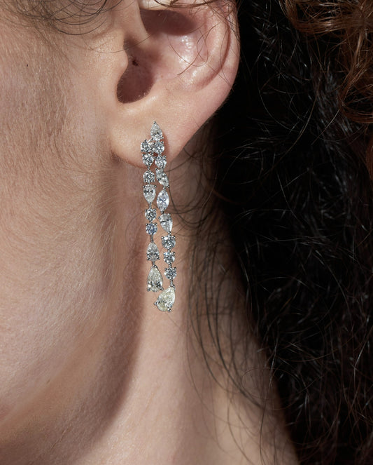 2 Line Mix Shape Dangling Earrings (ARJS3416)
