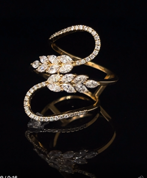 Marquise & Round Wrap Ring in Yellow Gold (BRD1252)