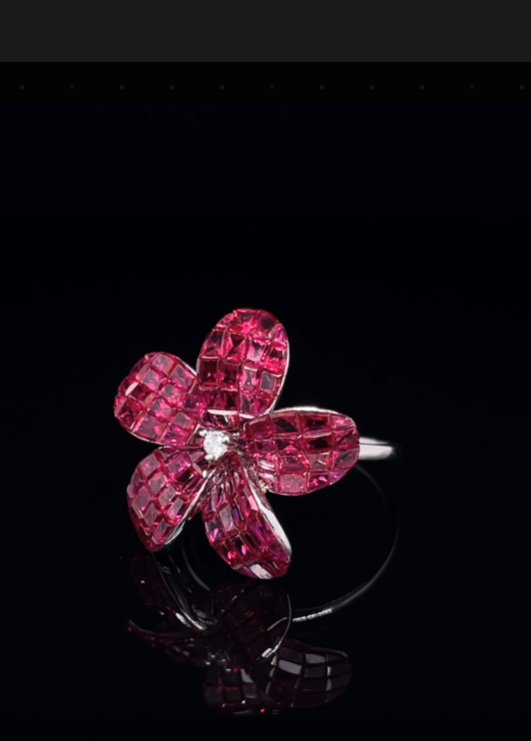 Ruby Flower with Diamond Ring (ARJS3648)