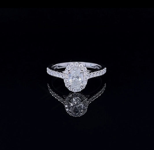Oval Halo with Side Diamond Ring (ARJS2532)