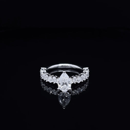 1CT Pear with Side Diamond Ring (ARJS3891)