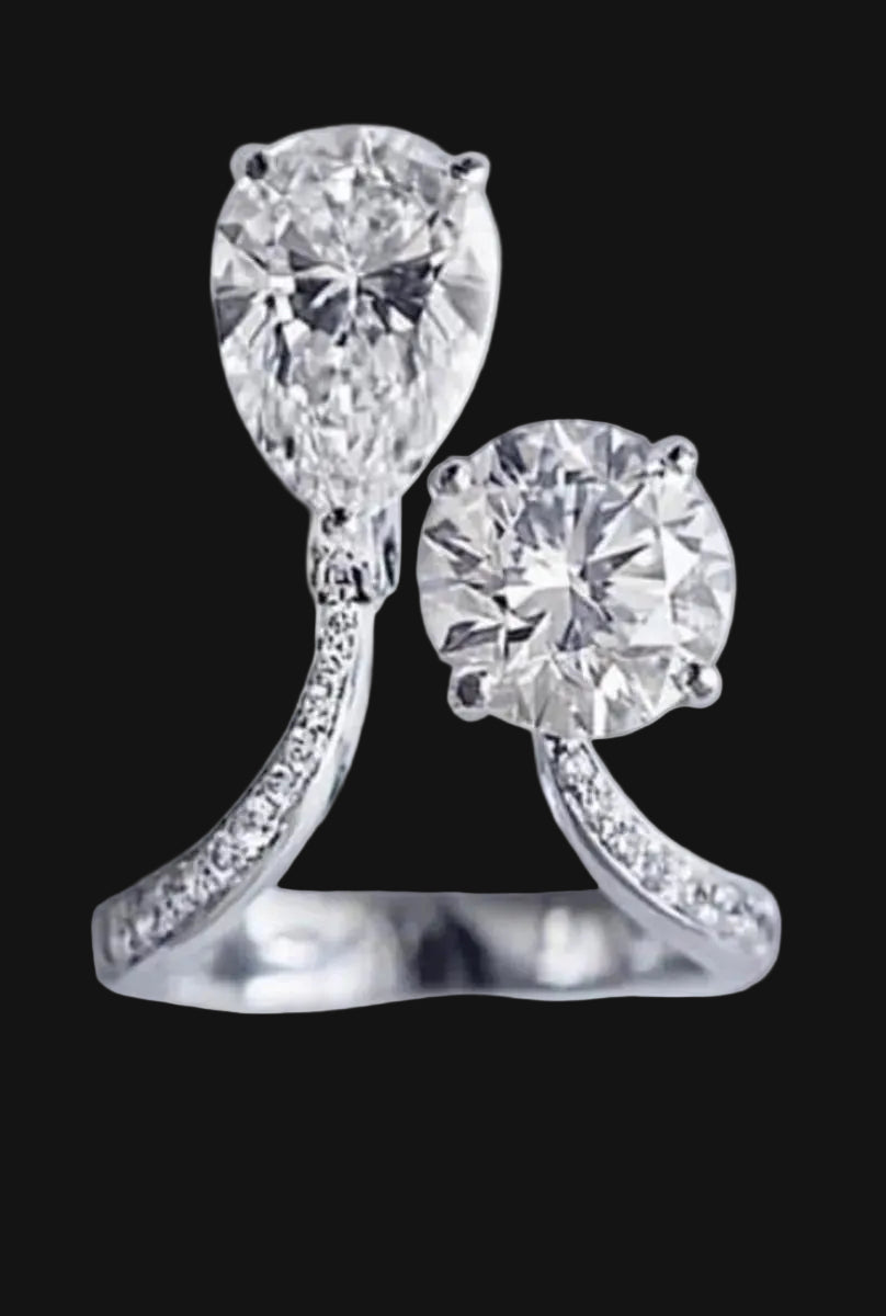 Round and Pear Diamond Ring (ARJS2437)