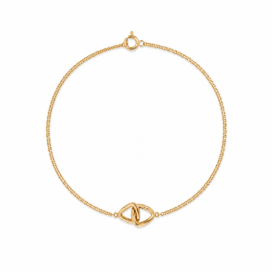 18k Gold Minimalist Double Chain Knot Bracelet (GJEW153)