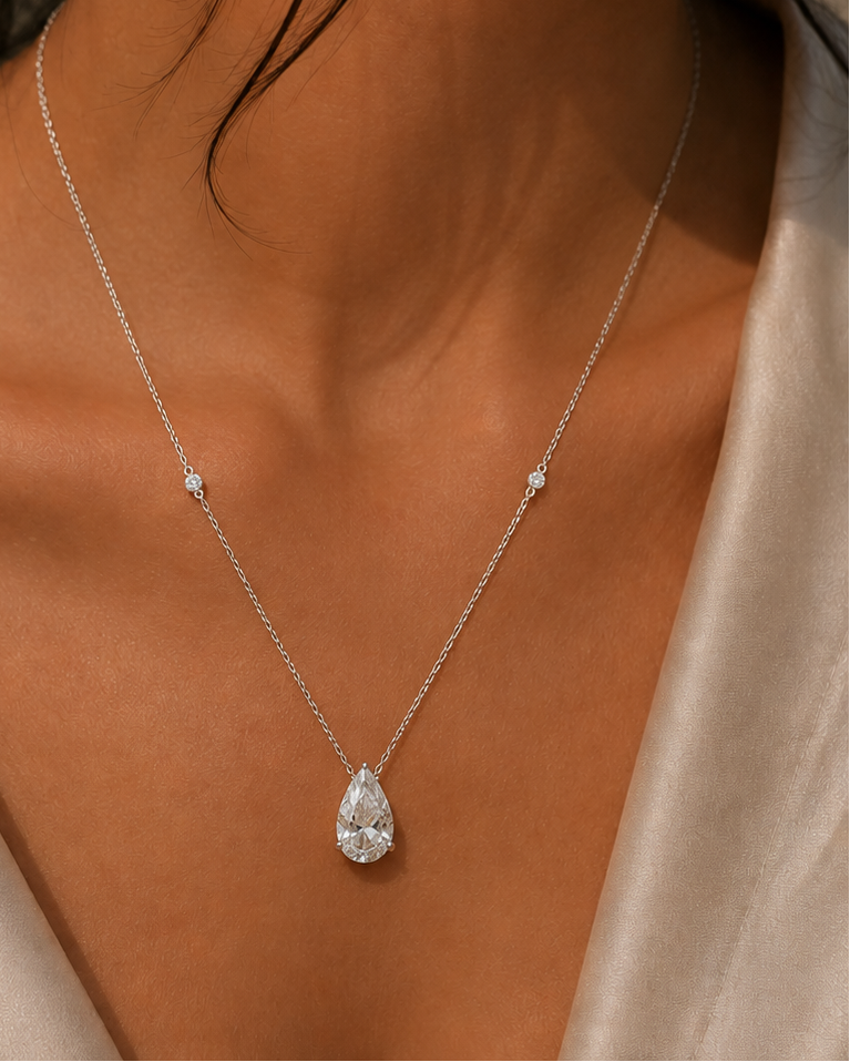 2CT Pear Pendant with Side Diamond (ARJS4004)