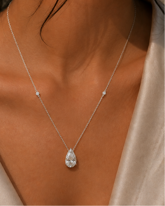 2CT Pear Pendant with Side Diamond (ARJS4004)