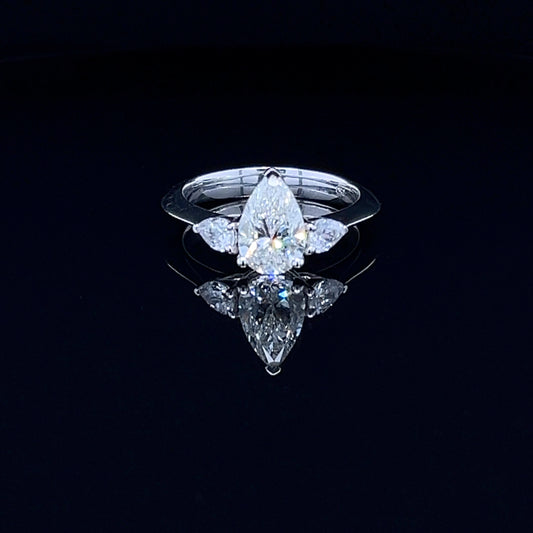1.50 Classic Pear-Shaped Tripology Three-Stone Ring