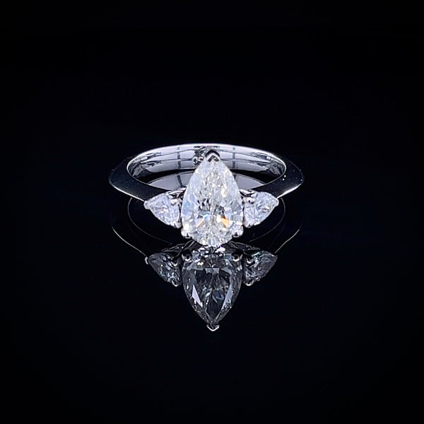 1.50 Carat Classic Pear-Shaped Tripology Three-Stone Ring