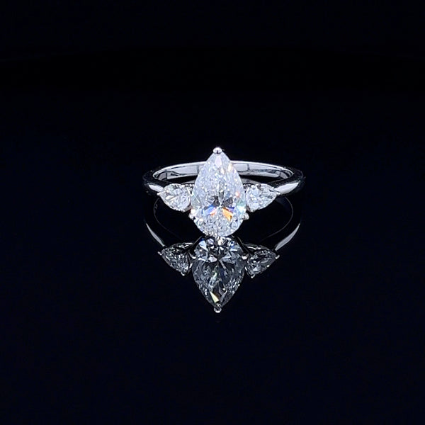 1.50 Carat Classic Pear-Shaped Tripology Three-Stone Ring