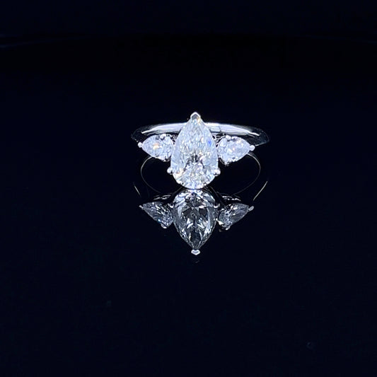 1.50 Carat Classic Pear-Shaped Tripology Three-Stone Ring (ARJS3001)