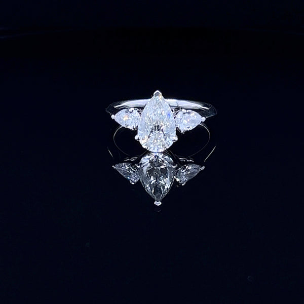 1.50 Carat Classic Pear-Shaped Tripology Three-Stone Ring (ARJS3001)