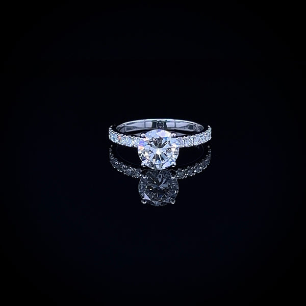 1.50 Carat Classic Round Ring with Side Pave Band - Special Occasion Edition