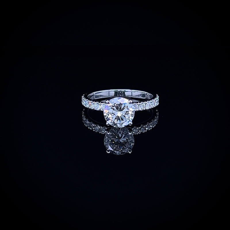 1.50 Carat Classic Round Ring with Side Pave Band - Special Occasion Edition
