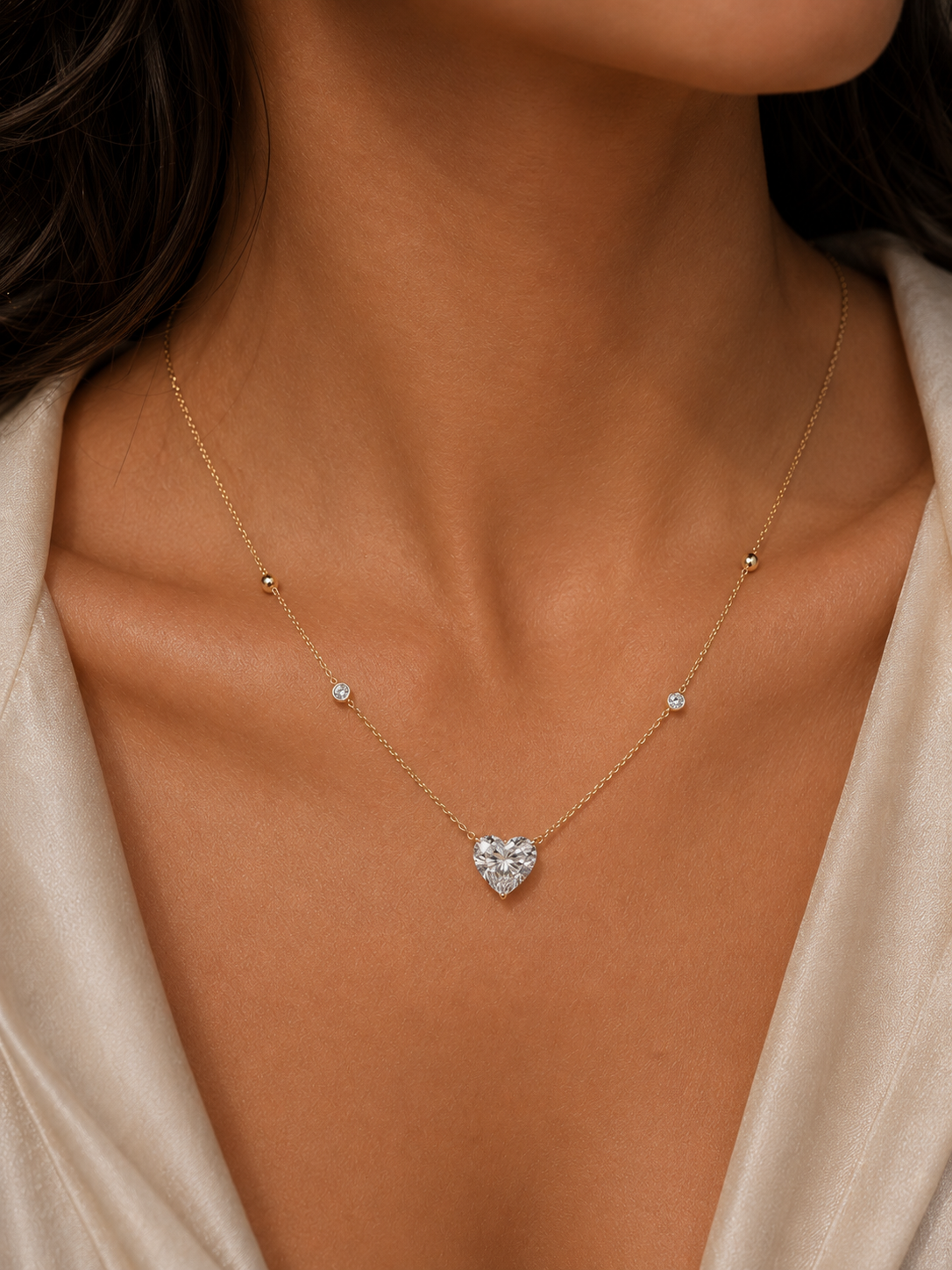3CT Heart Pendant with Diamond (ARJS3470)