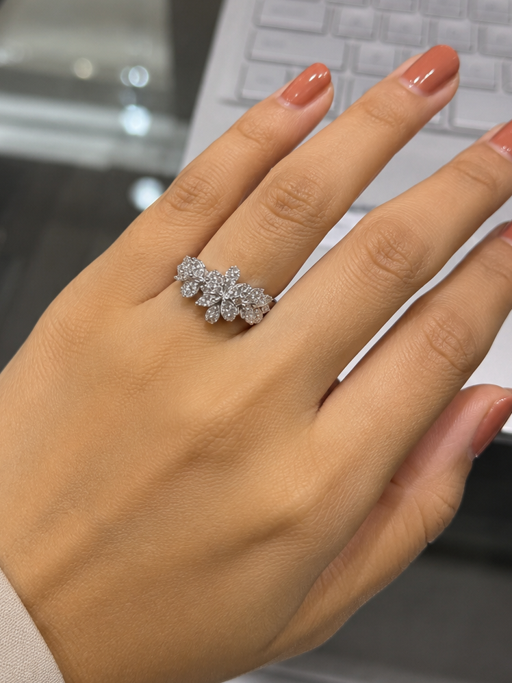 Floral Cluster Diamond Ring (ARJS2511)