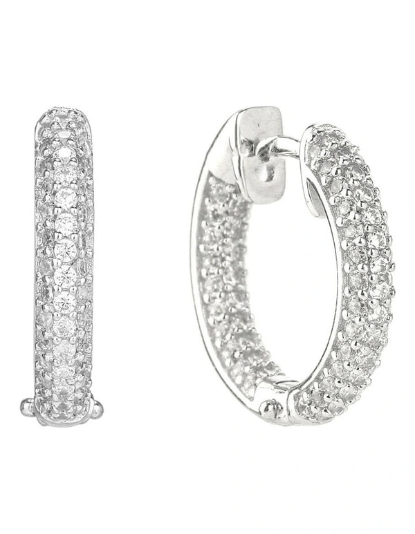 ROUND DIAMOND PAVE HOOPS EARRING
