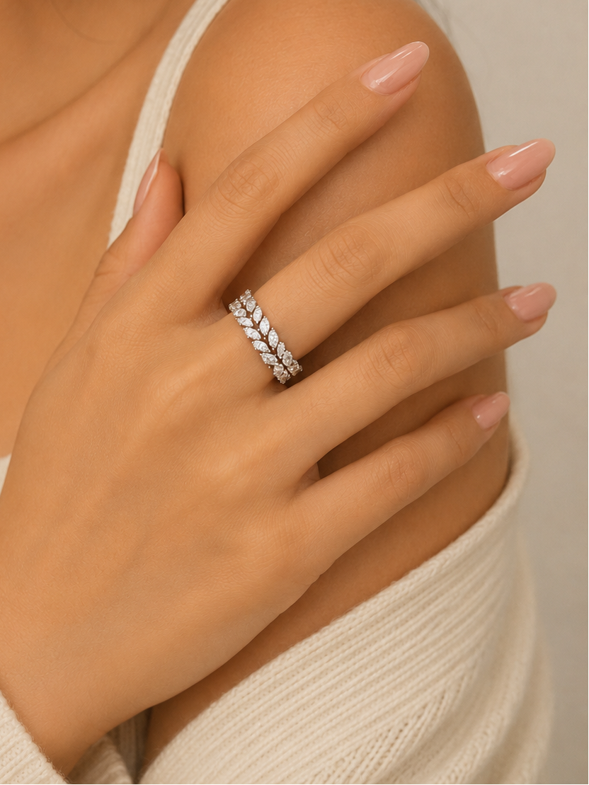 2 Line Marquise Diamond Ring (ARJS2548)
