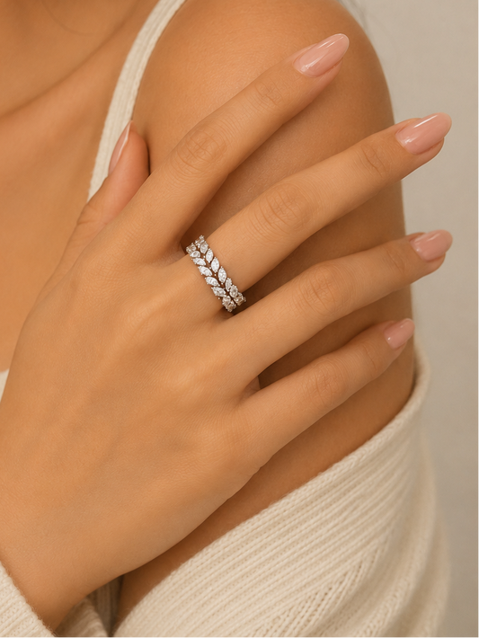 2 Line Marquise Diamond Ring (ARJS2548)