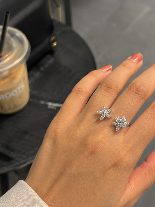 Marquise & Pear Flower Diamond Ring (ARJS2465)