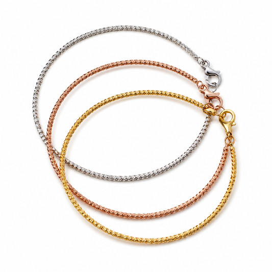 18K Gold Tri-Color Bracelet Set for Women (GJEW163)