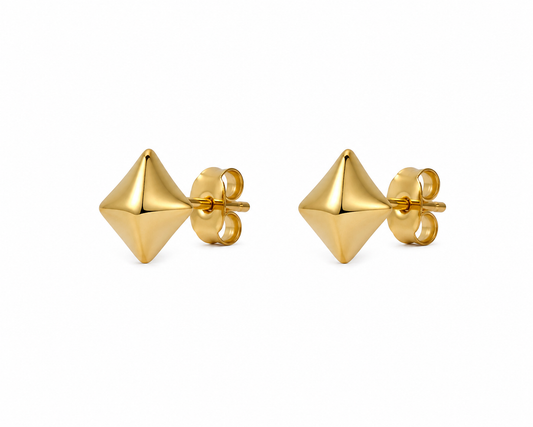 18k Gold Geometric Design Studs for Everyday Wear (GJEW233)