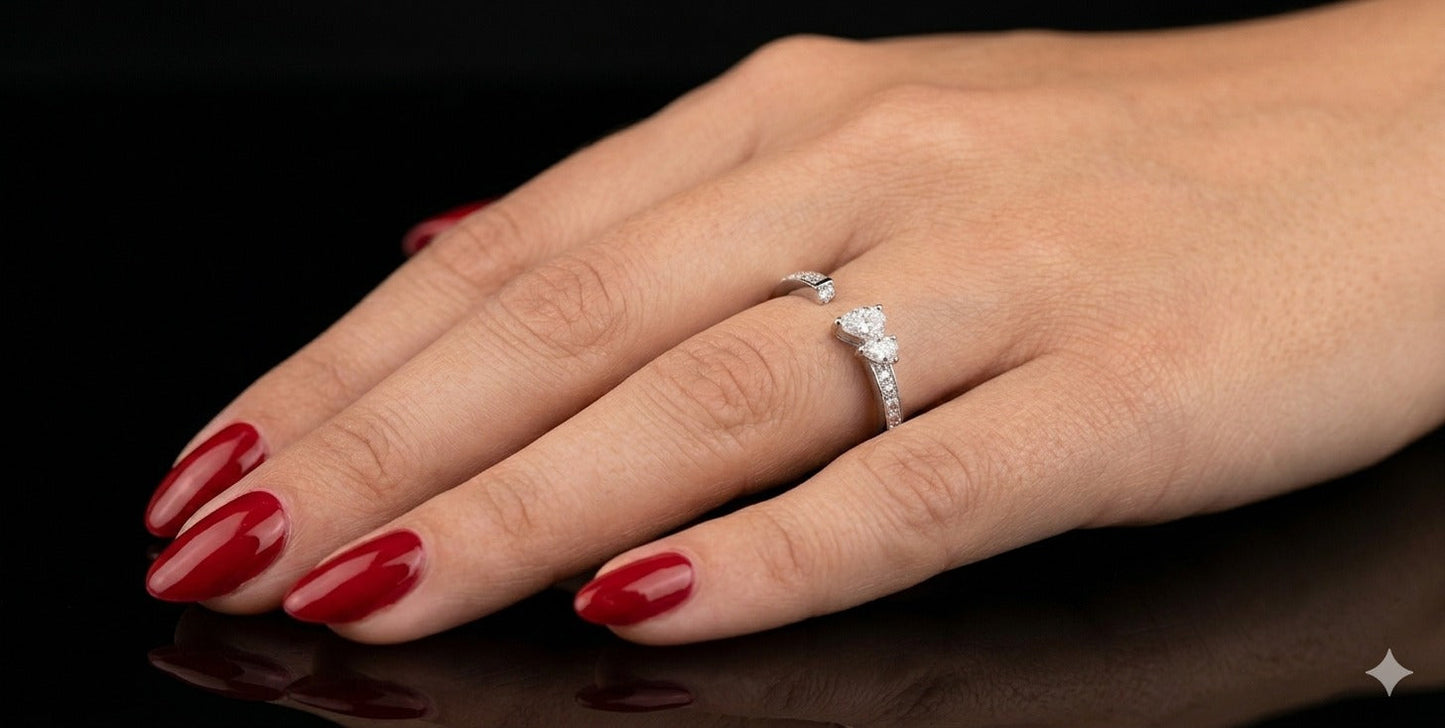 Double Pear Open Type Diamond Ring (BRD1245)